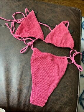 SKATIE Pink Crinkle Bikini Set